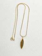 14KT Yellow Gold Filled Drop Tiger Eye Pendant Necklace