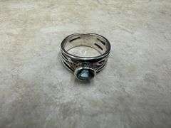 Sterling Silver Natural Gemstone Blue Topaz Ring Size 6