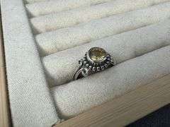 Sterling Silver Natural Gemstone Citrine Ring Size 8