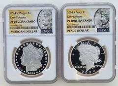 2024-S Proof Morgan & Peace Dollar Set, NGC PF70