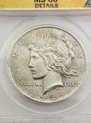 1924 Silver Peace Dollar, ANACS MS60 Details Cleaned