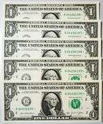 (5) Superb Crisp $1 2021 Star Replacement Notes N.Y.-Consecutive!