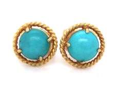 14kt Yellow gold Turquoise stud earrings