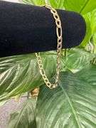 10k Yellow Gold Hollow Figaro Link Chain 5.8mm Bracelet 8"