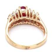 14kt Yellow gold round and oval ruby and diamond dome ring