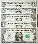 (5) Superb Crisp $1 2021 Star Replacement Notes N.Y.-Consecutive!