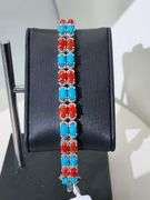 Coral and Turquoise Silver Bracelet