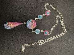 Original Handmade Mosaico Pendant & Chain 16" 925 Sterling Silver Mexico Artistic Jewelry