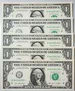 (5) Superb Crisp $1 2021 Star Replacement Notes N.Y.-Consecutive!