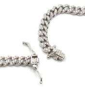 925 Sterling silver Cuban chain cubic zirconia necklace with heart shaped pendant