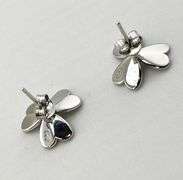 925 Sterling Silver Set Of Pendant And Earrings Floral With heart Shape Petals