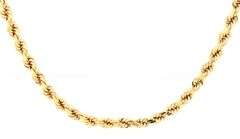 Heavy, Durable 14K YG Diamond Cut Rope Necklace