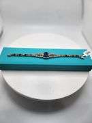 Multi Colored Sapphires and Kyanite Bracelet in Diamond Studded Sterling Silver