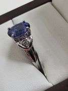 Very fine Natural Tanzanite 2.30 ctw with diamond accent set in silver ring, GGAcertified