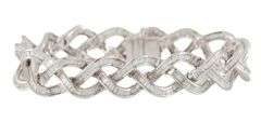 7.10ctw Baguette Diamond Channel Set Woven Style Bracelet in 18K