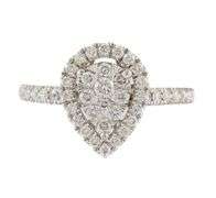 1.00ctw Round Diamond Pear Shaped Frame Cluster Ring in 14K