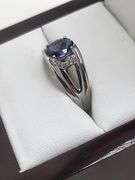 Very fine Tanzanite ring in silver , GGA certified