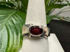 Sterling Silver Gemstone Natural Garnet Ring Size 10