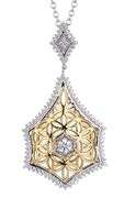 Beautiful Lace design Sterling silver with yellow gold plating Pendant