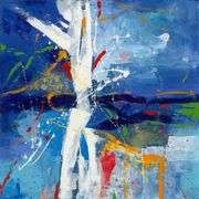 Blue-Toned Abstract Original on Canvas with Vibrant Accents