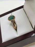 Very fine one Emerald ring in silver 14k gold plated with diamond accent