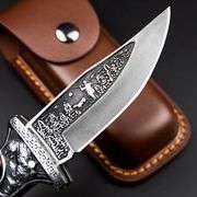 Folding Pocket Knife with Engraved Handle and Lock