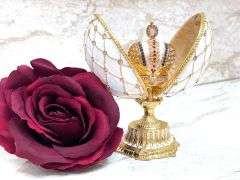 Beige Fabergé-Style Imperial Trinket Egg