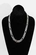 Men's 10.9mm Solid .925 Sterling Silver Flat Figaro Chain Link Italy Necklace 30"