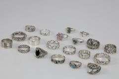 .925 Sterling Silver Ring Assortment Various Sizes & Styles (20 Ring Lot)