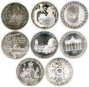 8 Diff. Gem Prooflike BU German SILVER 10 Marks coins from 1988 to 2000