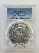 2021 Type 2 American Silver Eagle, PCGS MS70 FDOI