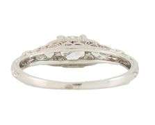 Vintage 0.55ctw European and Marquise Diamond Filigree Scroll Ring in Platinum