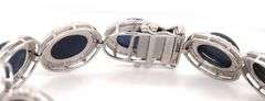 Enamoring 66.06 Oscar Friedman Oval Cabochon-Cut Star Blue Sapphire & Diamond Bracelet in 14K White 