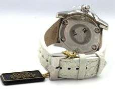 Glam Rock white dial watch with leather strap