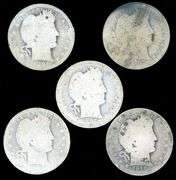 5 Barber Silver Quarters