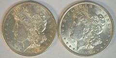Fully struck and lustrous BU 1882-S and 1890-P Morgan Silver Dollars