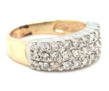 14kt Yellow gold 1ctw 3 row diamond band