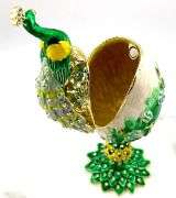 Imperial Russian Fabergé Egg Trinket Box – Gold Décor, Austrian Crystals, Handmade
