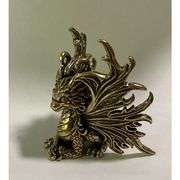 Solid Brass Sitting Dragon Collectible