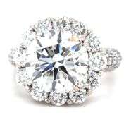 18kt White gold 5.05ct lab grown round brilliant cut with 2.65ctw halo with pave diamond setting