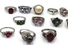 Group lot of 15 vintage 925 sterling silver gemstone rings