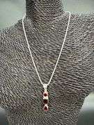 .925 Sterling Silver Garnet Pendant w/ 18" Italian Round Box Chain
