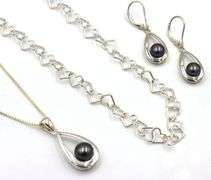 Lot of 925 sterling silver 2 necklaces and dangle earrings