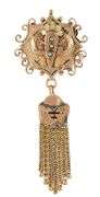 Vintage Seed Pearl Victorian Dangle Fringe Brooch in 9K