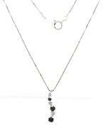 10kt White gold blue sapphire and diamond pendant on chain
