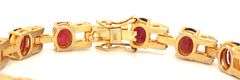 Fabulous 21.30CTW Oval Faceted Ruby & Diamond Bracelet in 14KYellow Gold Over Sterling Silver