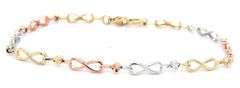 14kt Tri color gold Infinity link station bracelet