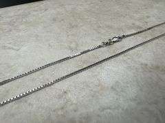 10k White Gold Solid Box Link Chain 1mm Necklace 24"