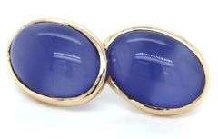 14kt Yellow gold bezel set oval cab Iolite stud earrings