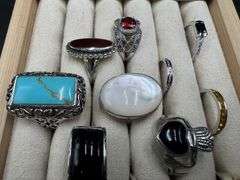.925 Sterling Silver Curated 20 Ring Lot Various Sizes & Styles